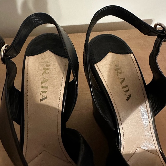 Asymmetrical Black Prada Wedges - Picture 2 of 6